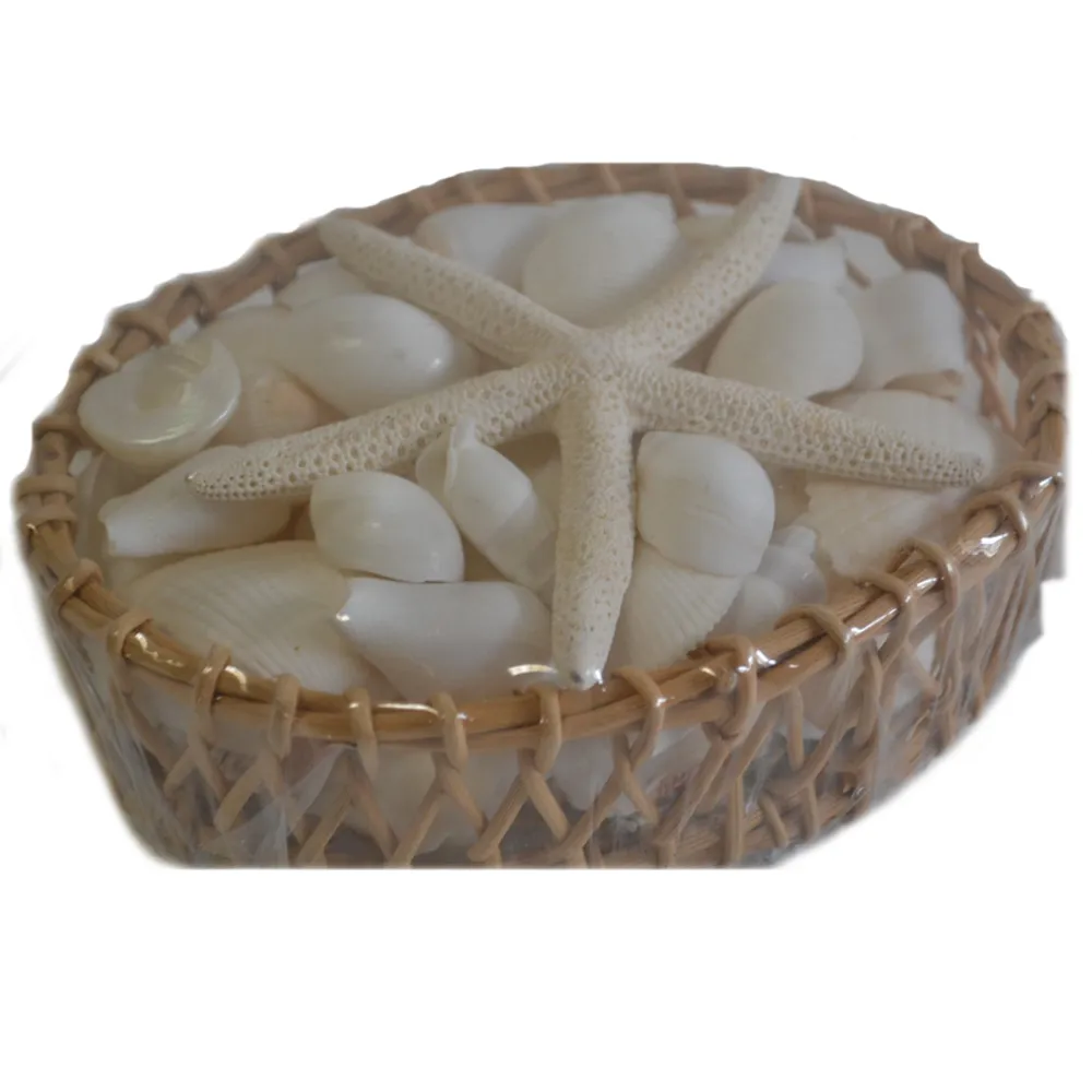 4" MIXED SHELL BASKET W/FINGER STARFISH