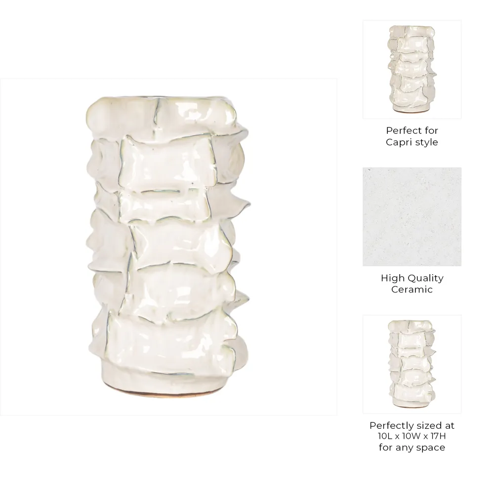ELMSHAW WHITE VASE 17 (IN)