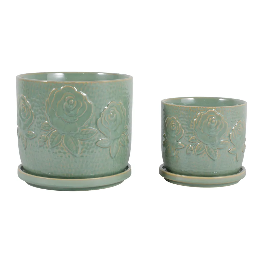 HOBARTGATE SET OF 2 GREEN PLANTER 7 (IN)