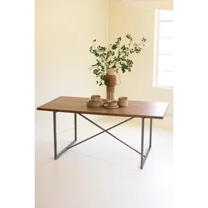 Rectangle Wood and Metal Dining / Display Table 1