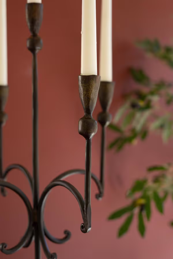 Forged-Iron Rustic Five Taper Candelabra