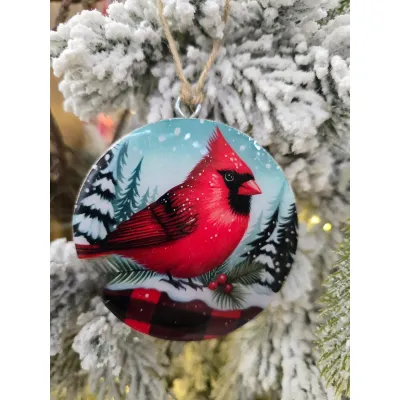Red Bird Ornament 3x3in