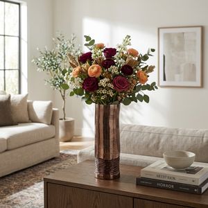 HAMDENWAY BRONZE GLASS VASE 14 (IN) 2
