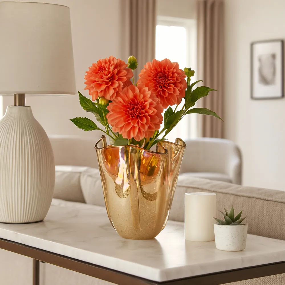 DAXTONROSE TAN GLASS VASE 9 (IN)