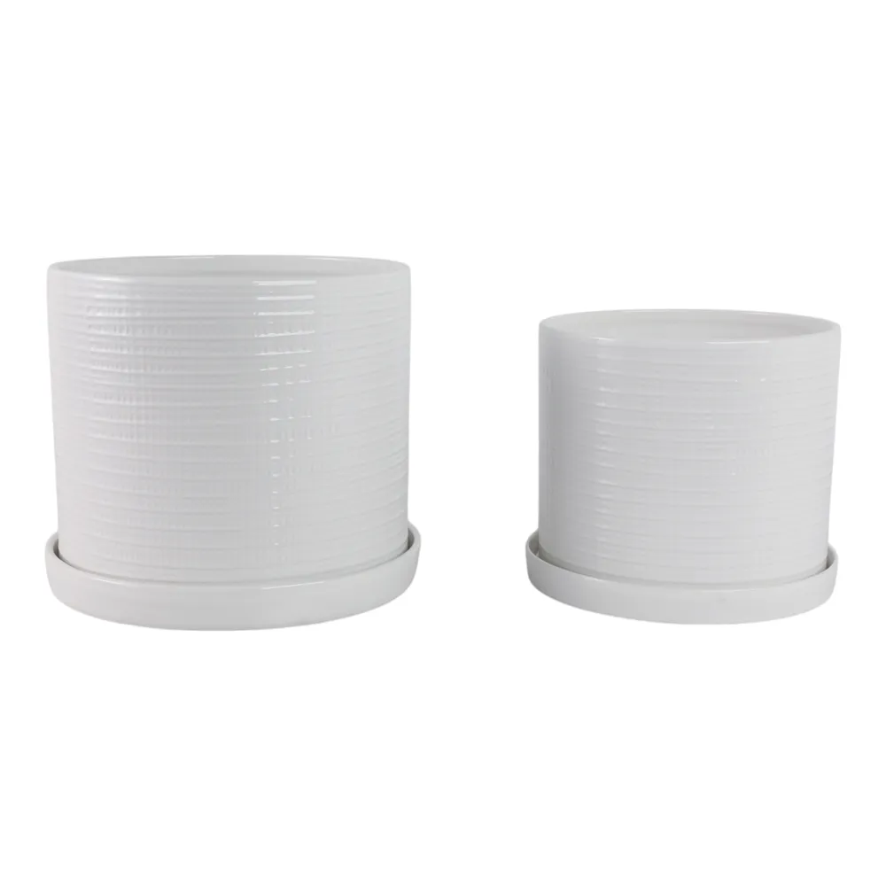 REEDBURN SET OF 2 WHITE PLANTER 11 (IN)