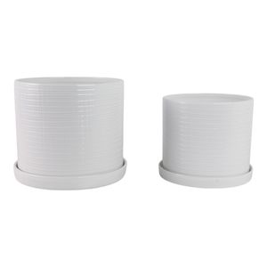 REEDBURN SET OF 2 WHITE PLANTER 11 (IN) 4