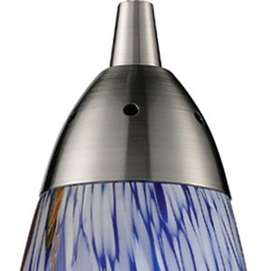 Milan 3'' Wide 1-Light Mini Pendant - Satin Nickel with Starburst Blue Glass 2