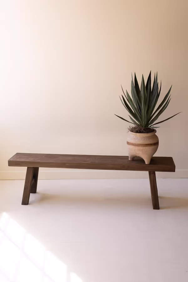 Dark Brown Wood Bench