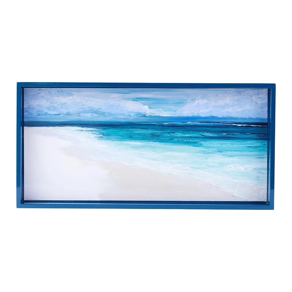 Coastal View Rectangular Lacquer Serving Tray
