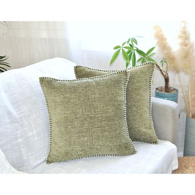 Soft Chenille Throw Pillow Covers With Stitched Edge