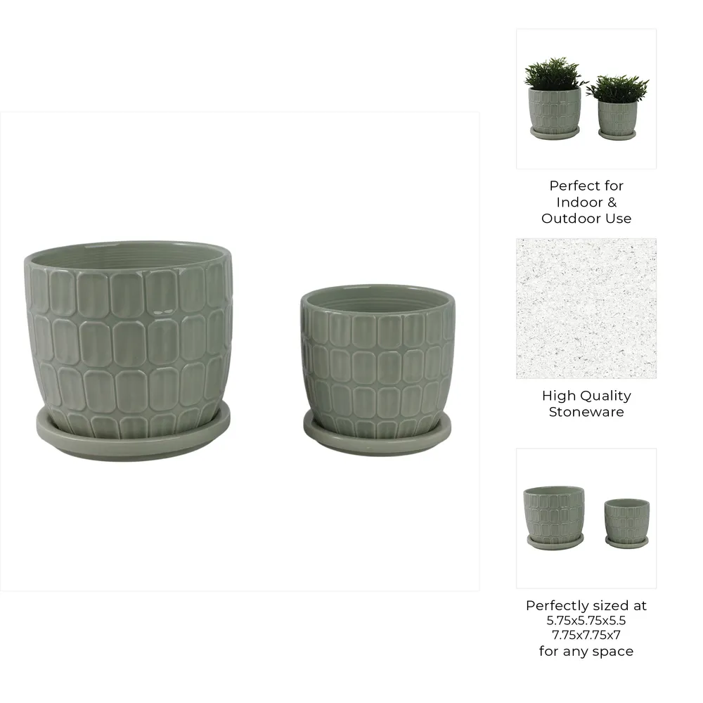 LEONAHAM SET OF 2 GREEN PLANTER 7 (IN)