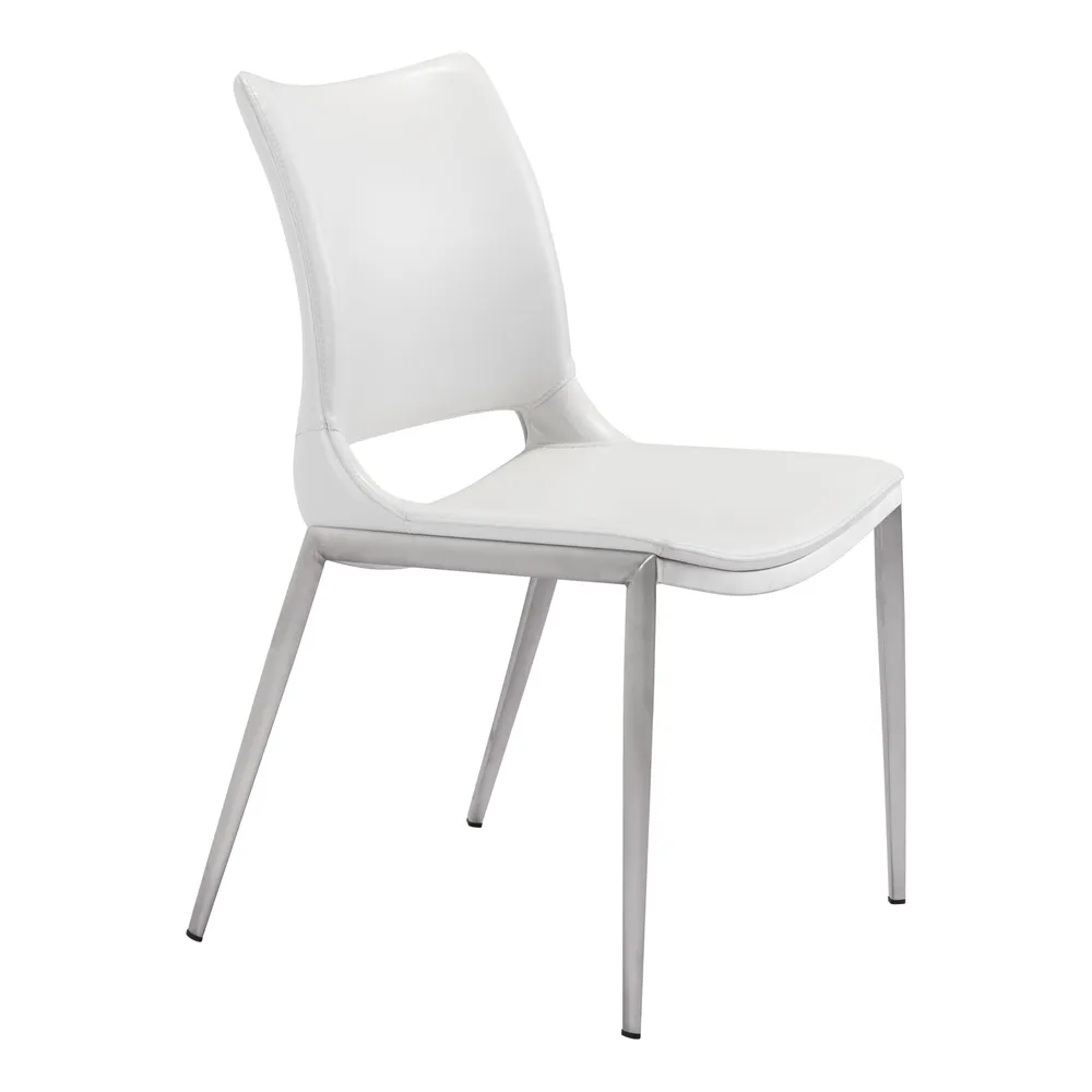 Ace Dining Chair White & Silver