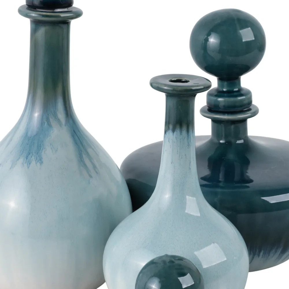 HOLDENCLIFF SET OF 3 BLUE VASES 14 (IN)