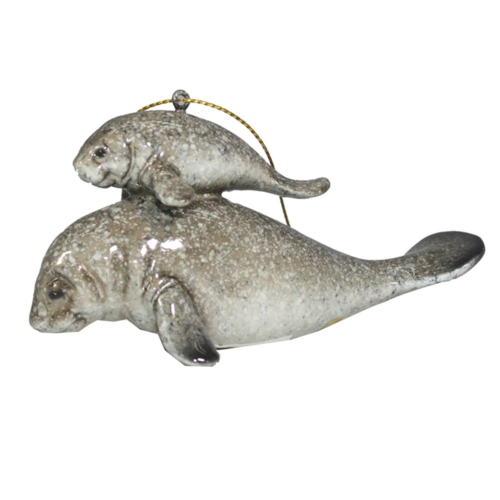 5" MOM AND BABY MANATEE ORNAMENT
