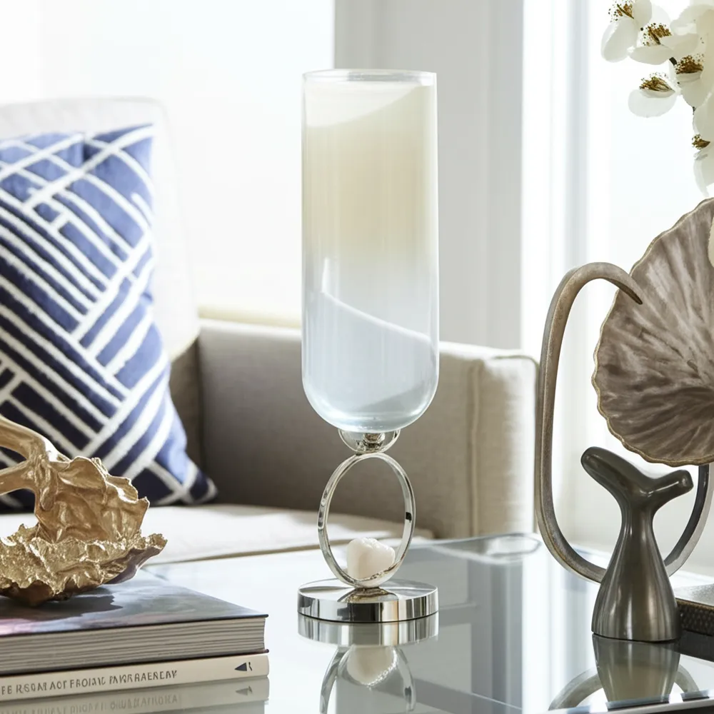 ROCKWIND WHITE GLASS VASE 21 (IN)
