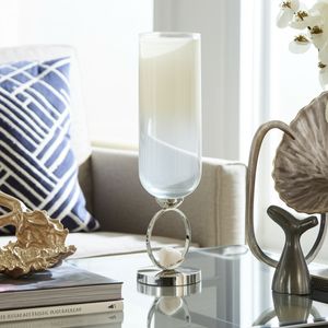 ROCKWIND WHITE GLASS VASE 21 (IN) 11