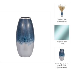 ALMARUN BLUE GLASS VASE 18 (IN) 8