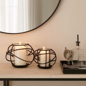 HARMONWICK SET OF 2 BLACK CANDLE HOLDER 6 (IN) 2