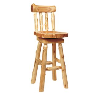 Cedar Log Barstool with Back - Weathered