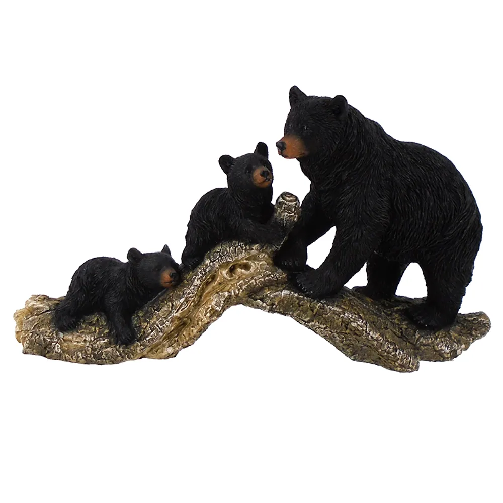 17-1/4" BEAR FAMILY ON LOG
