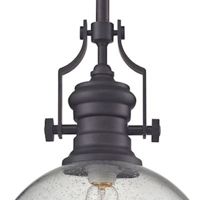Chadwick 13″ Wide 1-Light Pendant - Oiled Bronze with Clear