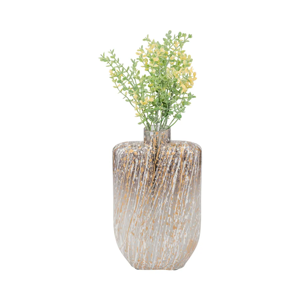 STONEWOOD IVORY GLASS VASE 10 (IN)