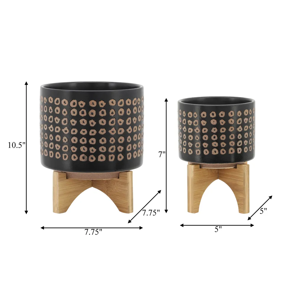 TANNERHAM SET OF 2 BROWN PLANTER 11 (IN)