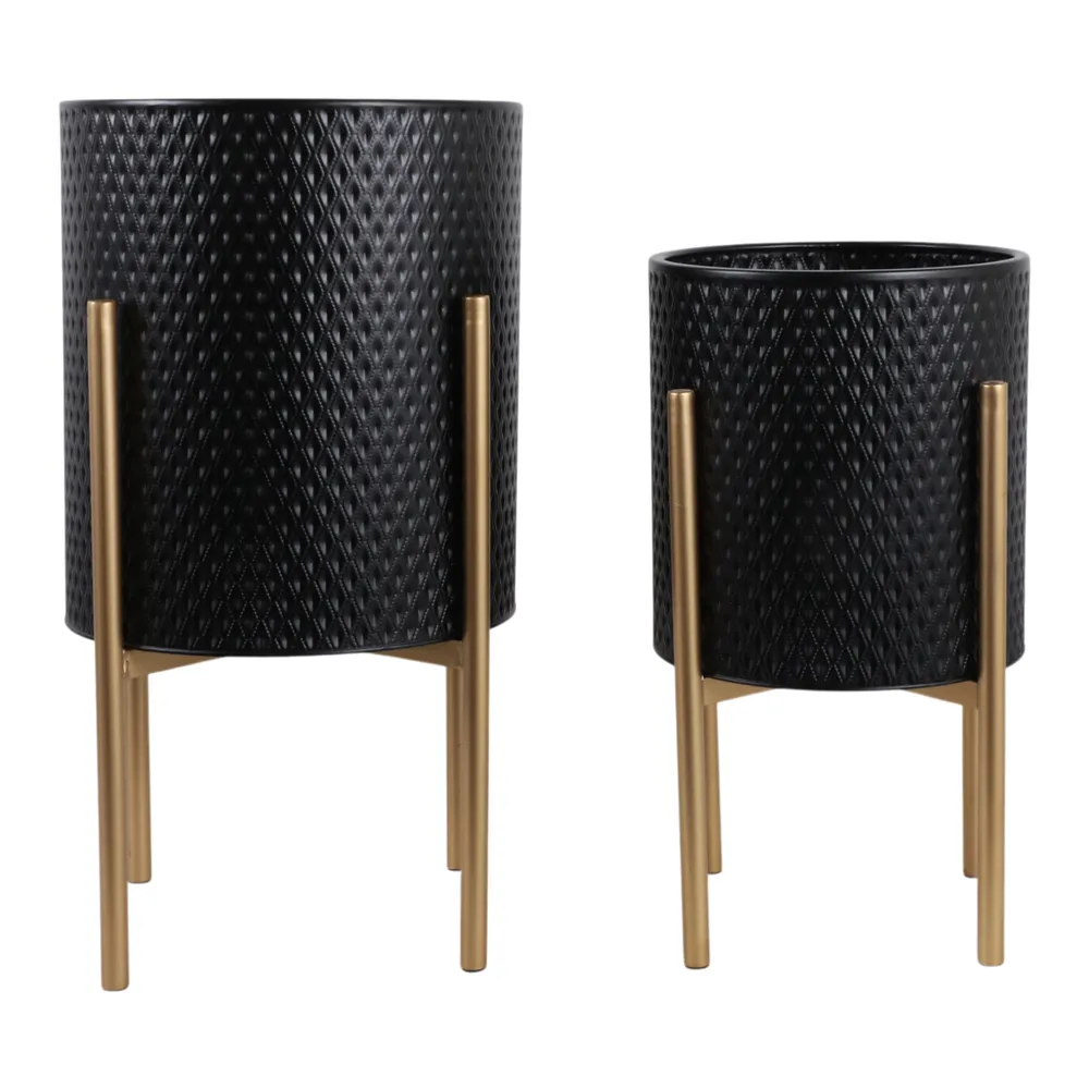 HAYFORDTON SET OF 2 BLACK PLANTER 23 (IN)