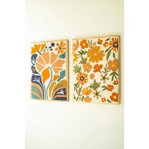 Set of 2 Framed Hand-Hooked Florals 3