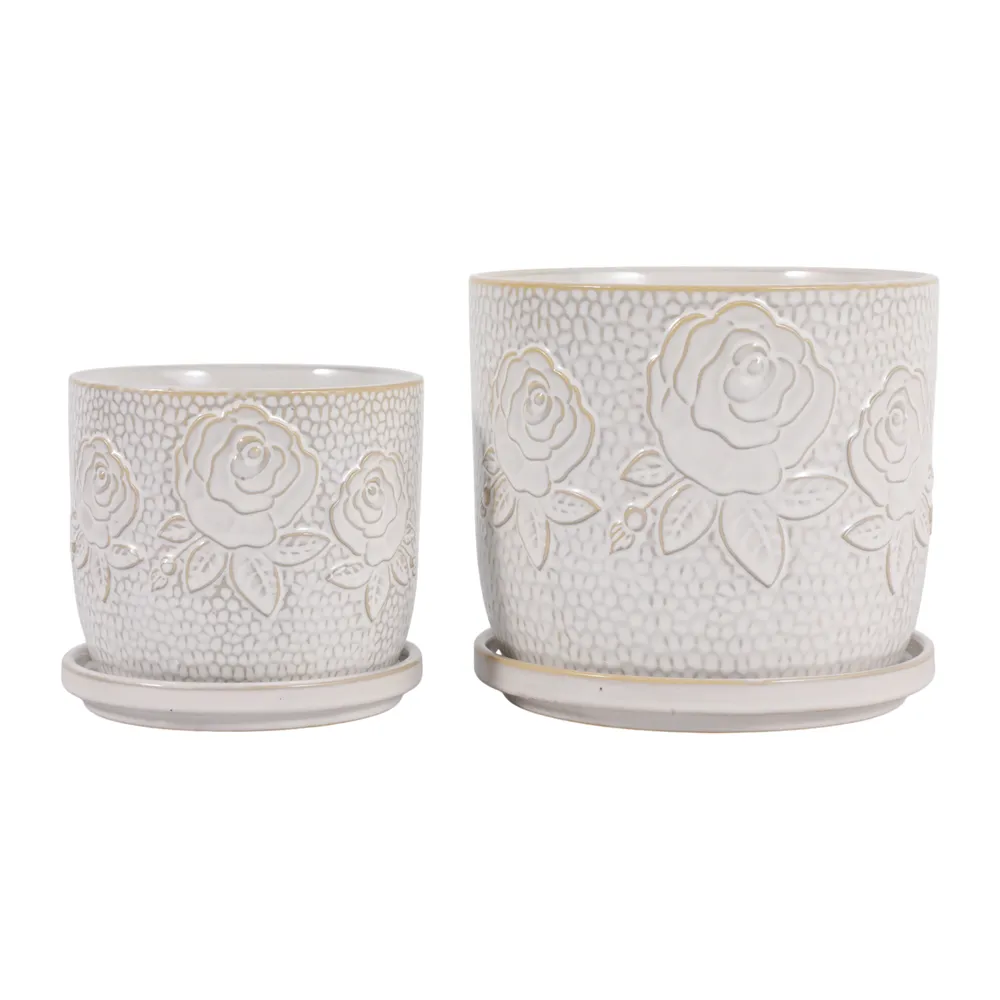 HOBARTGATE SET OF 2 IVORY PLANTER 7 (IN)