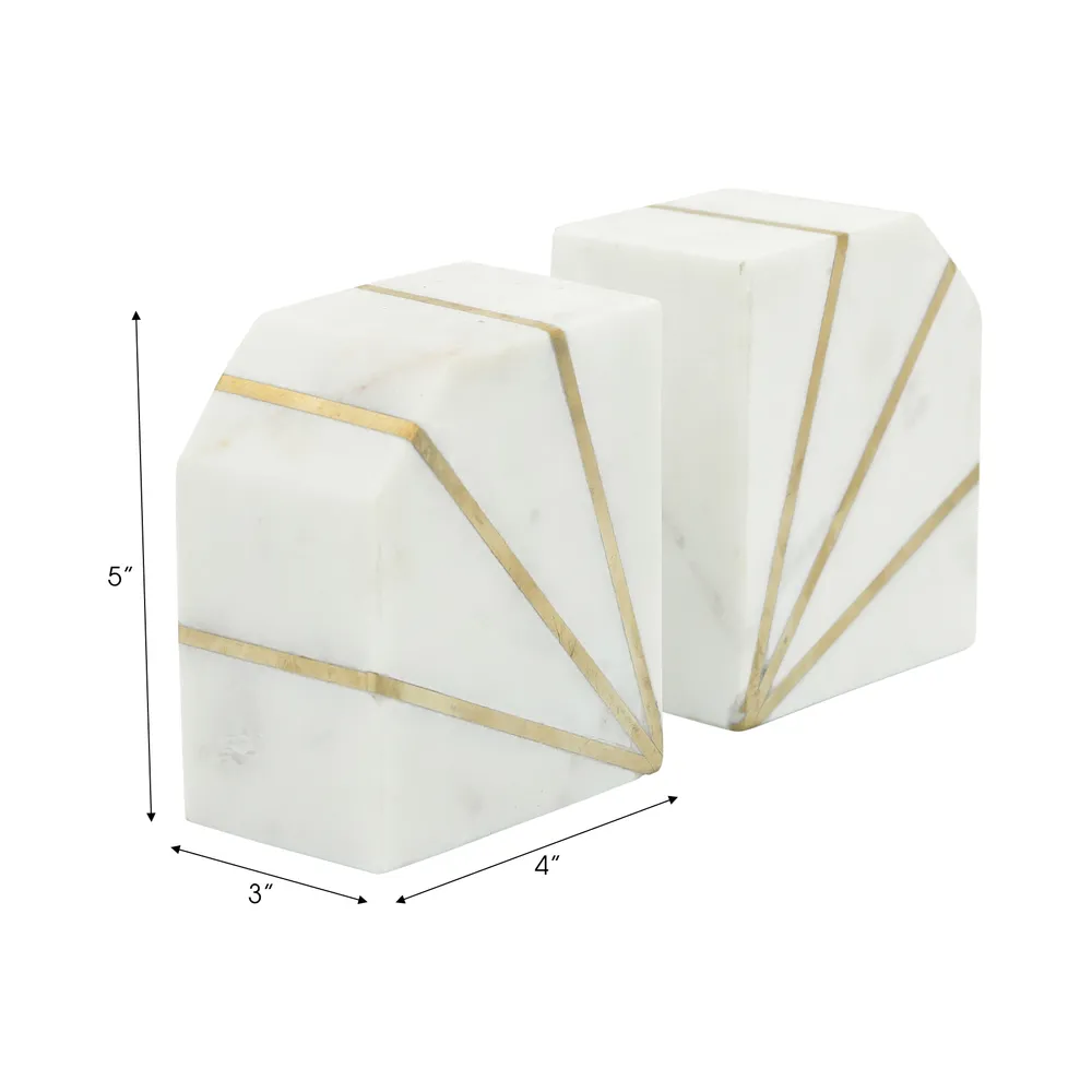 BRUNOCROSS SET OF 2 WHITE BOOKENDS 5 (IN)
