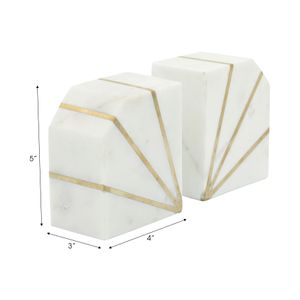 BRUNOCROSS SET OF 2 WHITE BOOKENDS 5 (IN) 8