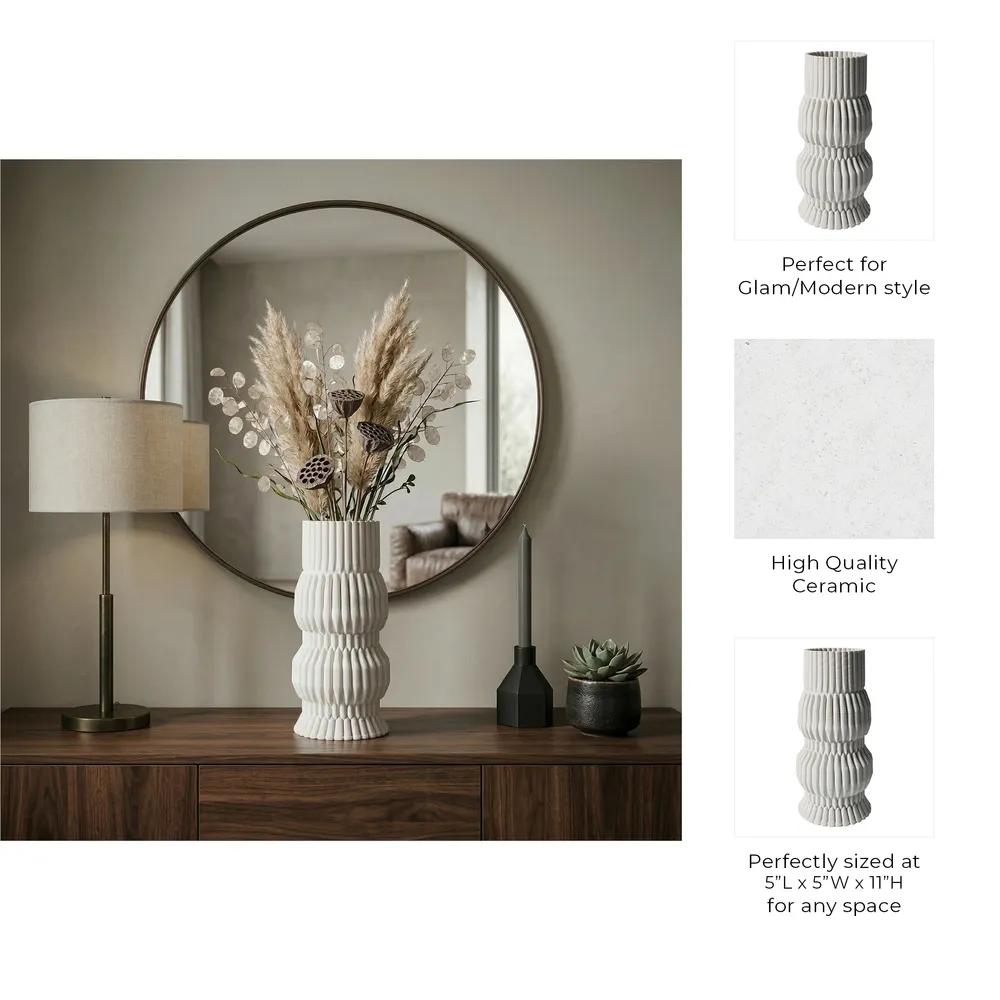 CALTONPORT WHITE VASE 11 (IN)