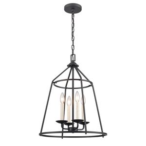 Ellisville 17.25'' Wide 4-Light Chandelier - Matte Black 1
