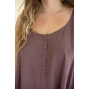 Adjustable Strap Flowy Jumper with Button Detail / Mulberry 3