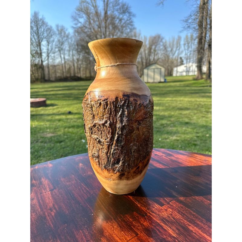 11" Natural Wood Bark Vase