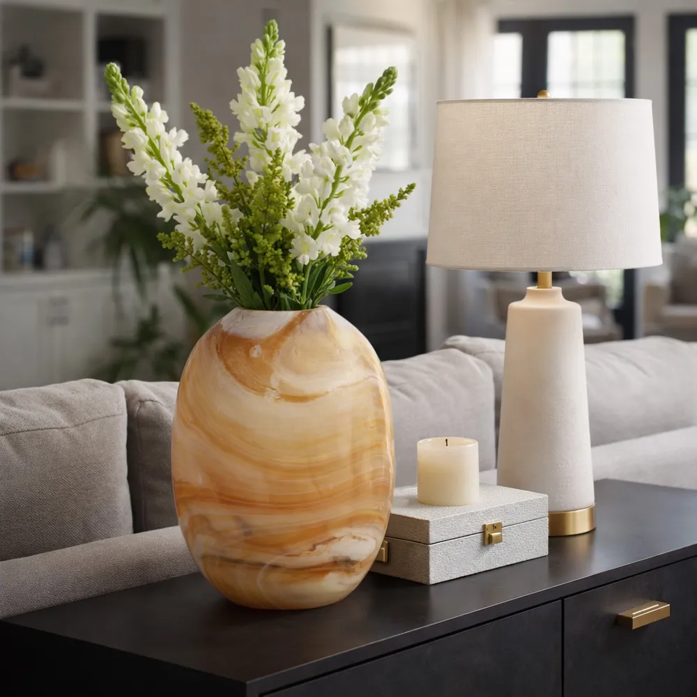 BARTONWOOD BROWN GLASS VASE 14 (IN)