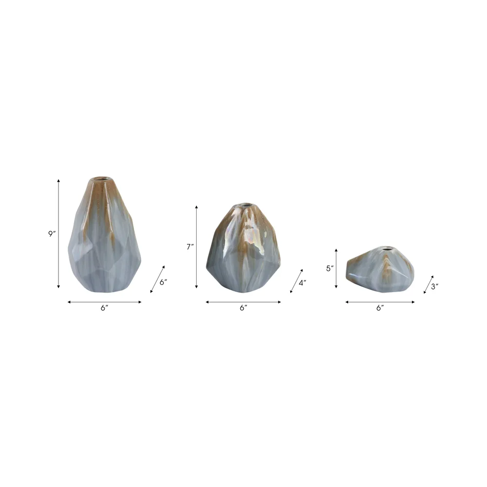 PAXTONWORTH SET OF 3 BROWN VASES 9 (IN)