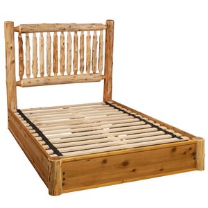Cedar Log Small Spindle Platform Bed - King - Coffee 2