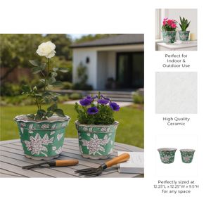 AIDENRIDGE SET OF 2 GREEN PLANTER 10 (IN) 10