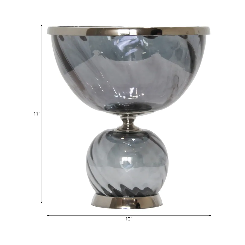 ASPENSIDE GRAY GLASS VASE 11 (IN)