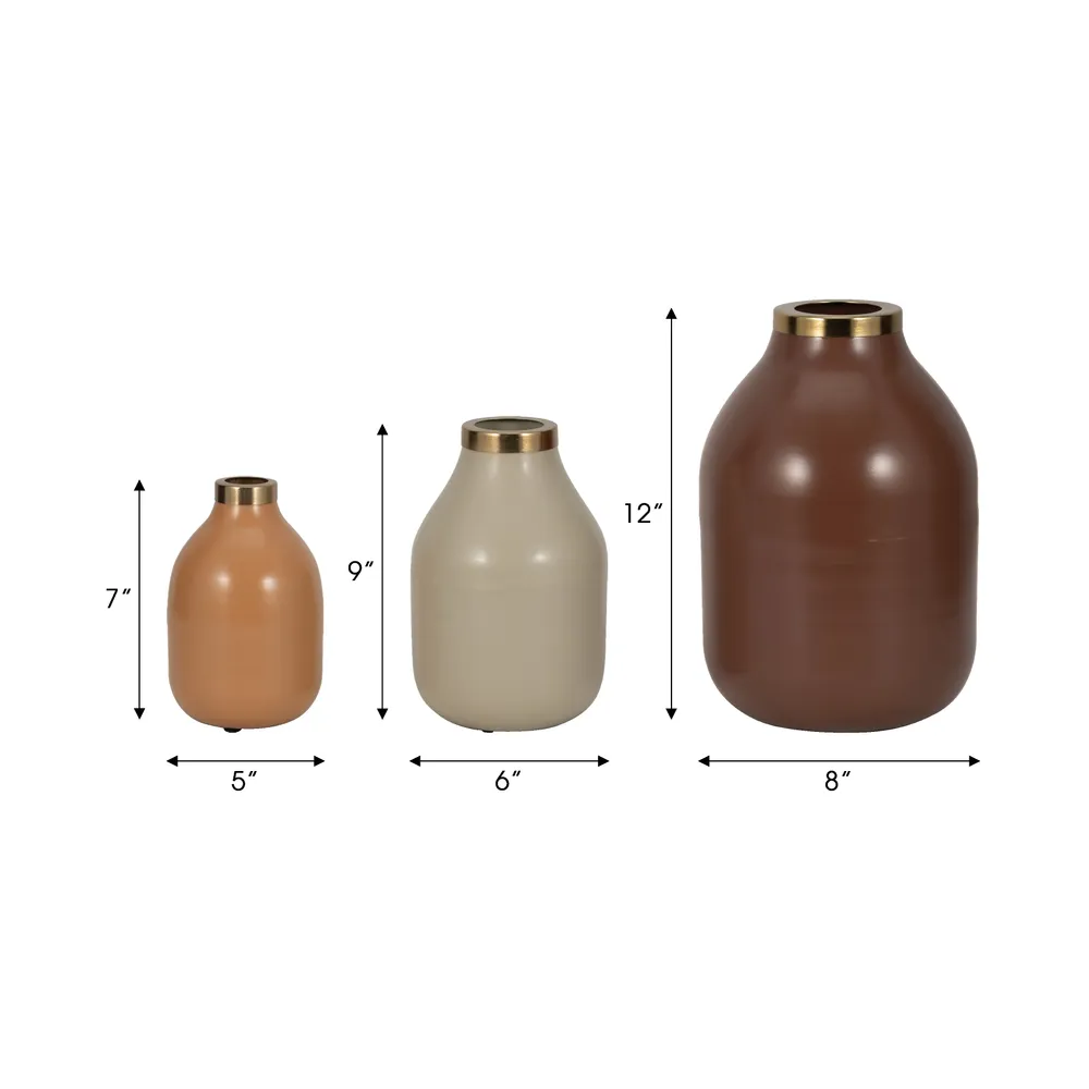 DUFFYHOLM SET OF 3 TAN VASES 12 (IN)