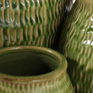 HILTONCLIFF SET OF 3 GREEN PLANTER 11 (IN) 6