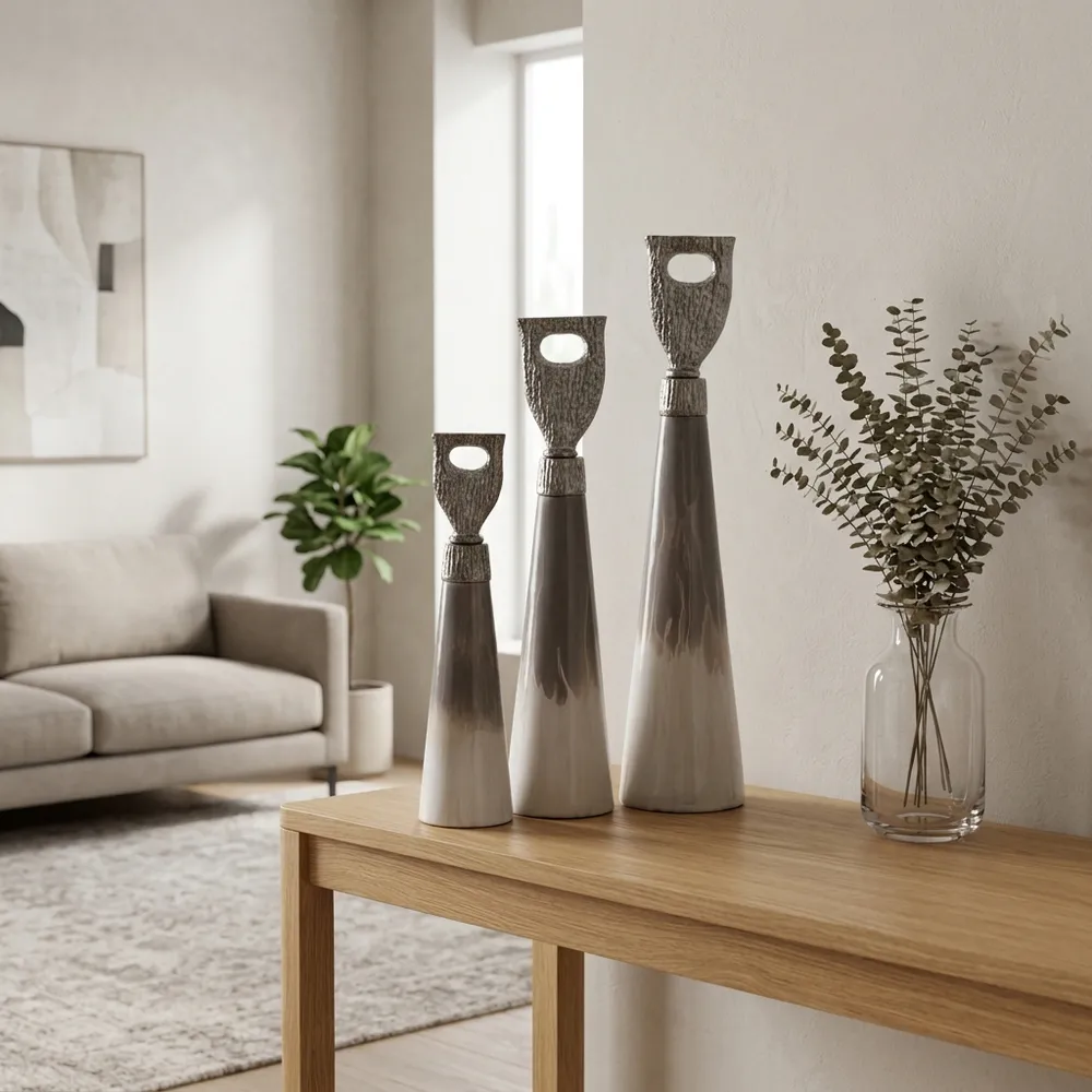 CLARAHAM SET OF 3 GRAY GLASS VASES 22 (IN)