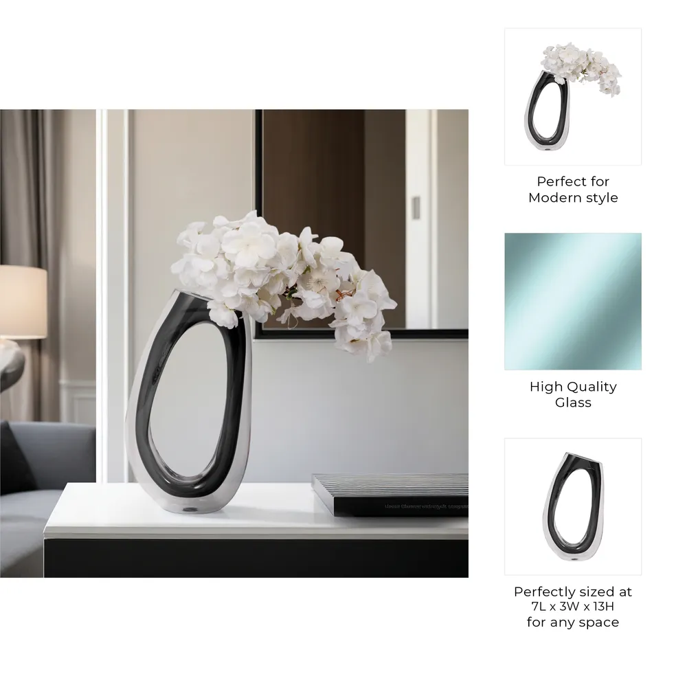 ELWYNMILL BLACK GLASS VASE 13 (IN)