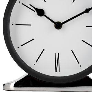 METAL,7"H,CANDID TABLE CLOCK,WHITE/BLACK 6