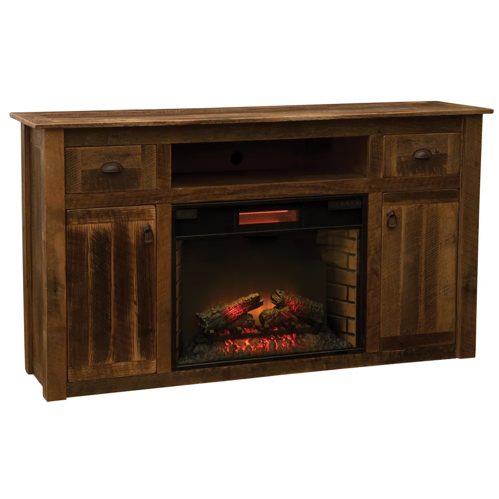 Barnwood Entertainment Center with Fireplace