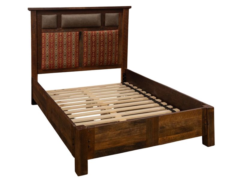 Barnwood Upholstered Bed with Rail System - Double - Premium Fabric 2