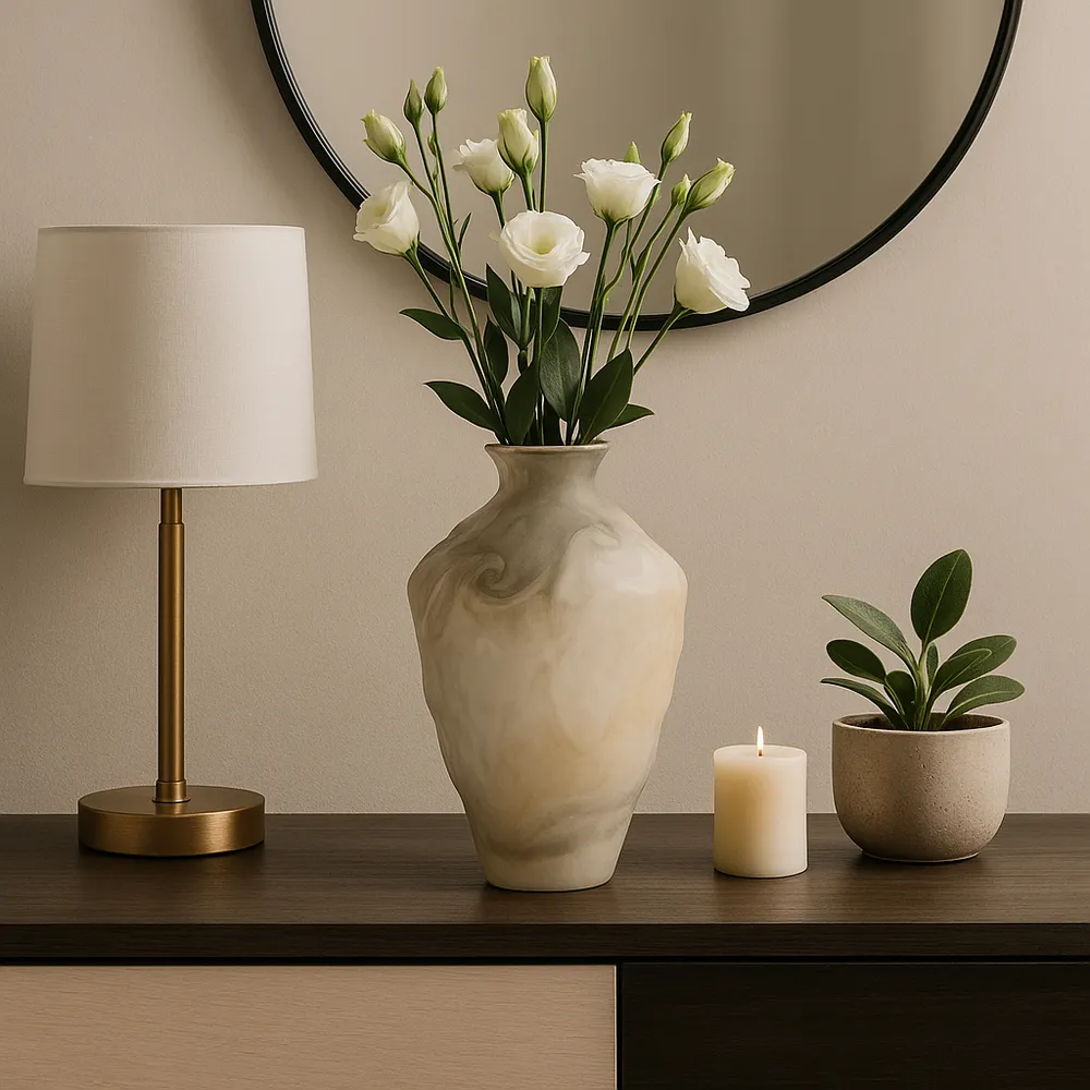 ROLANDCROSS IVORY GLASS VASE 15 (IN)