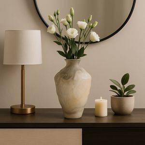 ROLANDCROSS IVORY GLASS VASE 15 (IN) 9